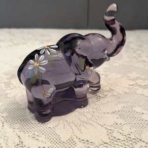 Hand painted and signed Lenox Purple glass Elephant.